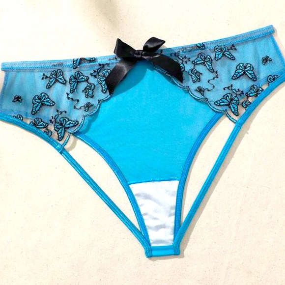 Open Back Butterfly Embroidered
Ouvert panty nwt 
Blue - Picture 1 of 9